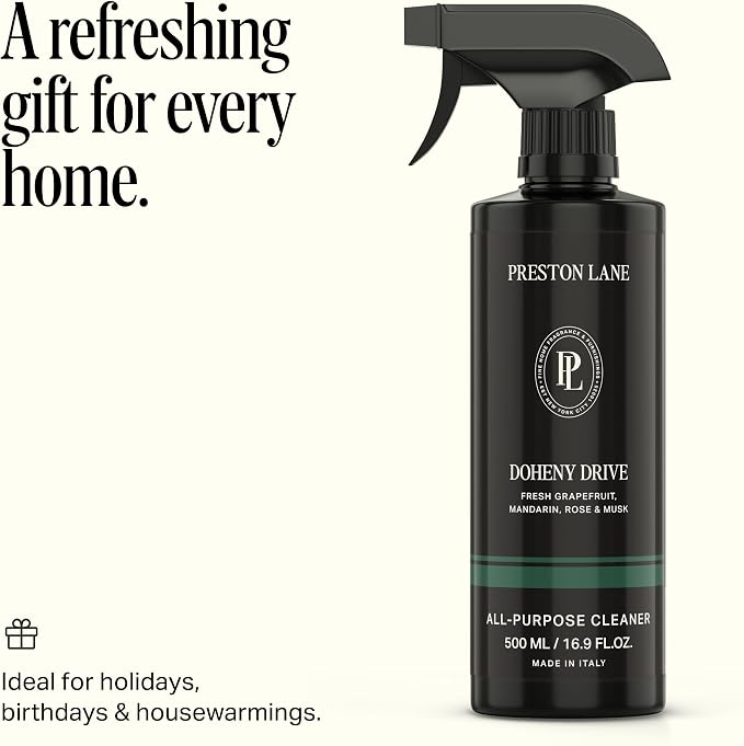 Preston Lane Luxury All-Purpose Cleaner, Doheny Drive Scent | Bio-Based Multi-Surface Spray | Streak-Free Finish, Lifts Dirt, Smudges & Grease | Vegan & Cruelty-Free