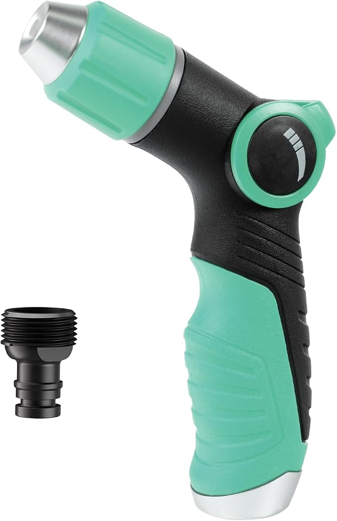 Besiter Garden Hose Nozzle Sprayer High Pressure Water Hose Nozzle with 4 Patterns with Adjustable Spray for Car Washing, Garden Watering, Patio Cleaning and Pets (Blue)