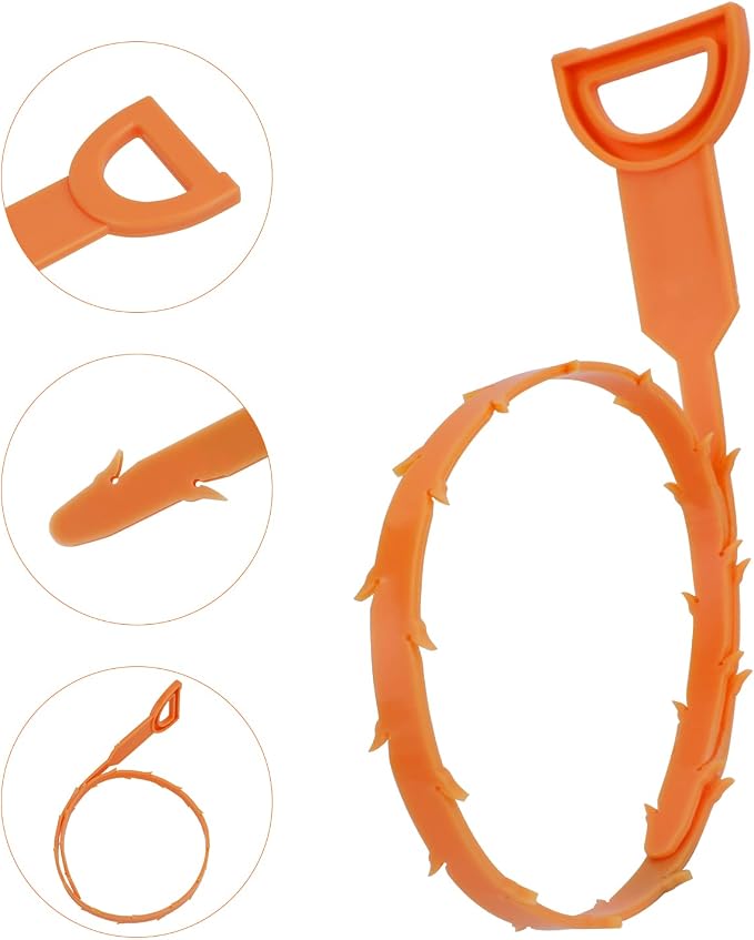 Amazon Basics Flexible Drain Clog Remover Snake Tool for Hair and Debris, Unclog Toilet, Sink, Shower, Bathtub, Sewer, 19.6-Inch, 12 Pack