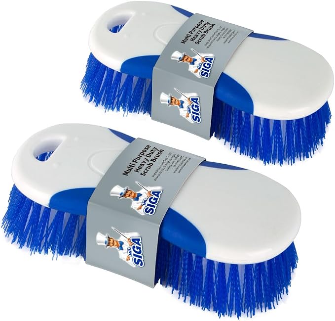 MR.SIGA Multi Purpose Heavy Duty Scrub Brush - Pack of 2 | Strong bristles with effective scrubbing power, ideal for kitchen, bathroom, shower and everyday household cleaning.