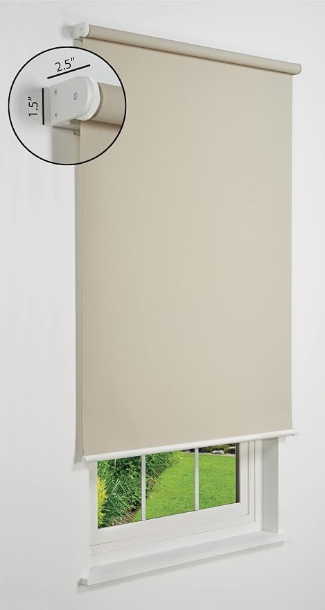 Linen Avenue Cordless 1% Solar Screen Standard Roller Shade, Beige 30 1/2 W x 78 H (Arrives 1/4" Narrower)