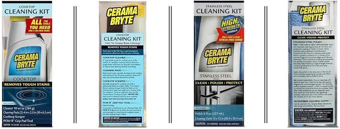 Cerama Bryte Cooktop Kit 10 oz & Stainless Steel Cleaner Kit 8 oz
