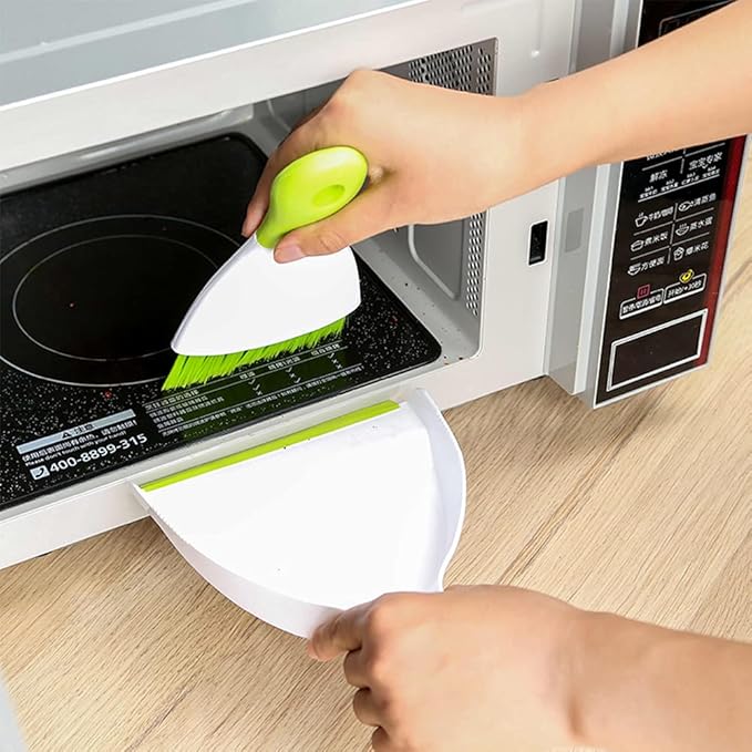 Dust pan Broom Brush Dustpan - Small Broom and Dustpan Set,Mini Broom and Dustpan,Small Dustpan and Brush Set for Home Cleaning,Sofa,Desk,Guinea Pig Cage,Cat Litter etc.（Green 2 Set）