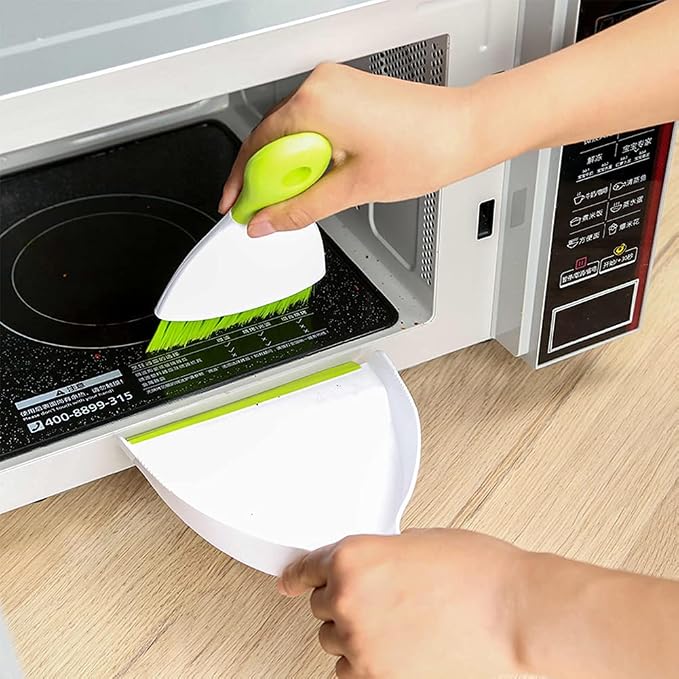 Dust pan Broom Brush Dustpan - Small Broom and Dustpan Set, Mini Broom and Dustpan, Small Dustpans and Brush Set for Home Cleaning, Sofa,Desk,Guinea Pig Cage,Cat Litter, etc. (Green