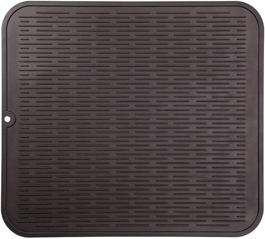 MicoYang Silicone Dish Drying Mat for Multiple Usage,Easy clean,Eco-friendly,Heat-resistant Silicone Mat for Kitchen Counter or Sink,Refrigerator or Drawer Liner Coffee XL 18 inches x 16 inches