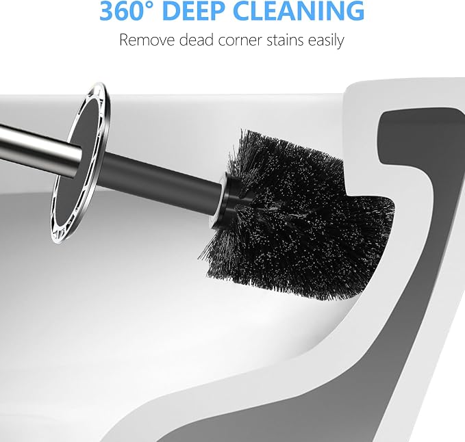SetSail Toilet Brush, Compact Size Toilet Bowl Brush and Holder Toilet Brushes for Bathroom with Stainless Steel Handle Toilet Cleaner Brush with Durable Scrubbing Bristles, 2 Packs