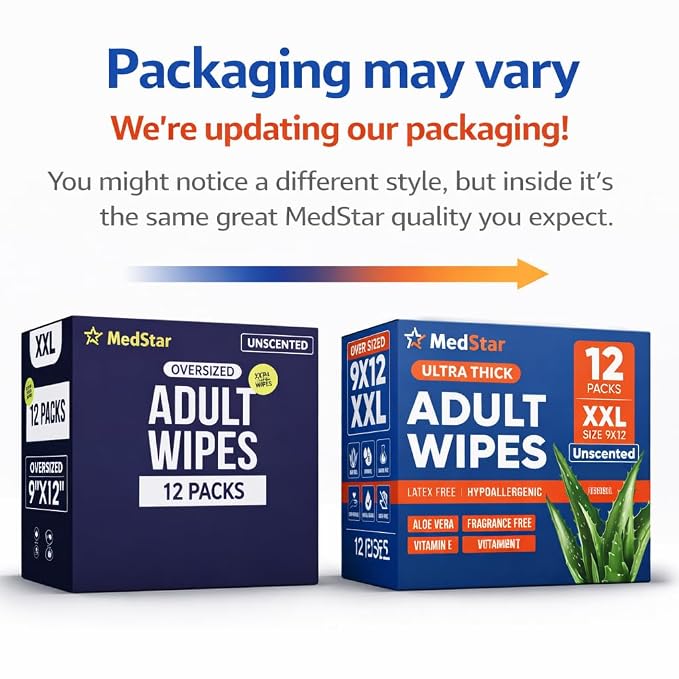 Adult Wipes for Elderly 12 Pack - Extra Large Extra Thick No-Rinse Bathing Wet Wipes for Adults - Incontinence Shower Alternative Disposable Washcloths - Fragrance-Free XXL