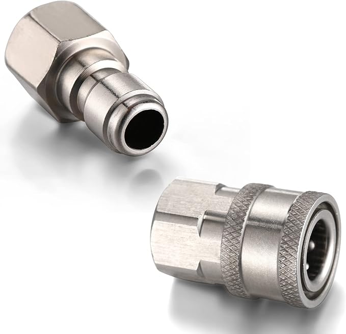 4 Sets NPT 1/4 Inch Pressure Washer Coupler Quick Connect Plug Male Female 1/4 Quick Connect Fittings Pressure Washer Adapters Accessories(Internal Thread, External Thread)