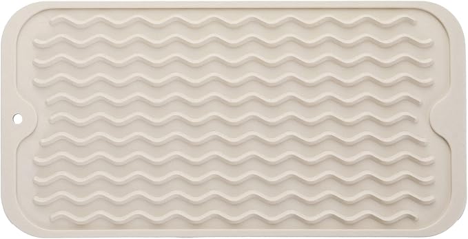 MicoYang Silicone Dish Drying Mat for Multiple Usage,Easy clean,Eco-friendly,Heat-resistant Silicone Mat for Kitchen Counter or Sink,Refrigerator or Drawer Liner Tapioca S 12 inches x 6 inches