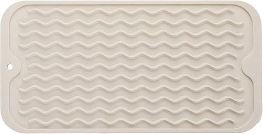 MicoYang Silicone Dish Drying Mat for Multiple Usage,Easy clean,Eco-friendly,Heat-resistant Silicone Mat for Kitchen Counter or Sink,Refrigerator or Drawer Liner Tapioca S 12 inches x 6 inches