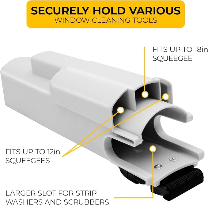 Window Cleaning Side Bucket On a Belt Holster Holds 3 Squeegees and a Washer