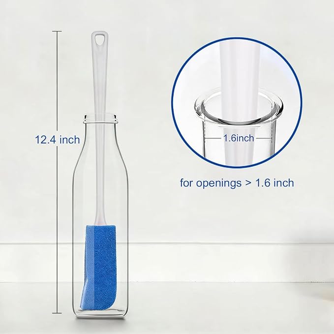CELOX 2 Pack Sponge Brushes with Handle, Baby Water Bottle Cleaner Brush, Bottle Brushes for Cleaning, Washer and Cleaning Brush