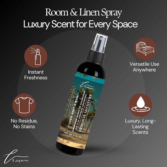 Lapew Room & Linen Spray | Fragrance Mist for Home, Car & Office | Fabric & Air Freshener | Neutralizing Mist | Made in USA | Brazilian Summers