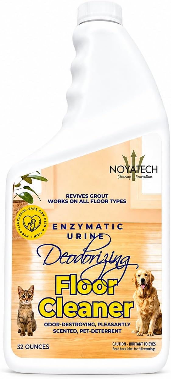 NOYATECH Pet Floor Cleaner for Mopping – Enzyme Urine & Odor Eliminator – Safe for Hardwood, Tile, Laminate & Grout – Dog & Cat Pee Concentrate, 32 oz