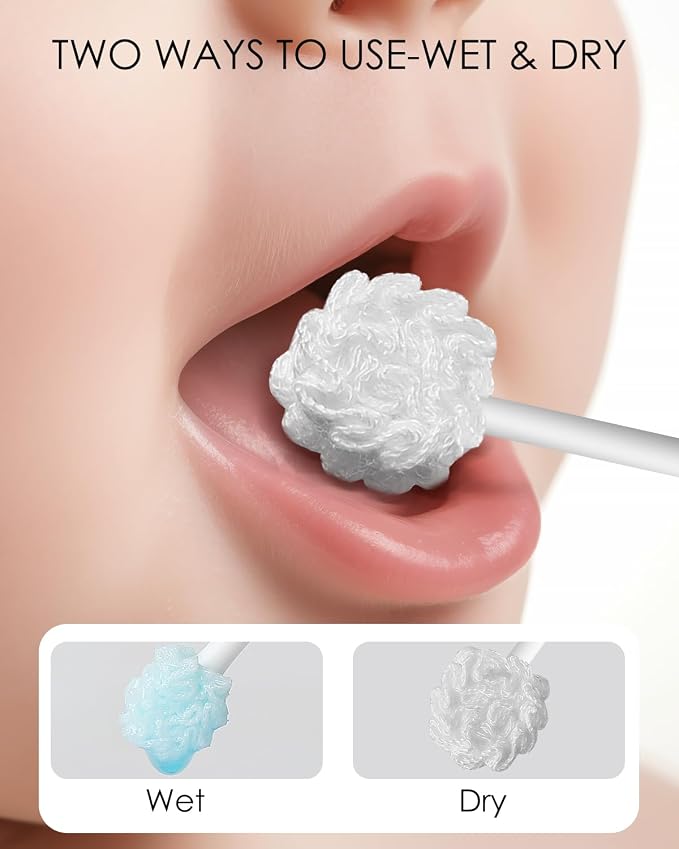 dearlomum Upgraded Baby Tongue Cleaner, Smaller Head for Newborns, 32PCS | Glue-Free Small Gauze Head Designed for Tiny Mouths, Flexible Disposable Gum Cleaner for Gentle Baby Oral Care, 0–36 Months