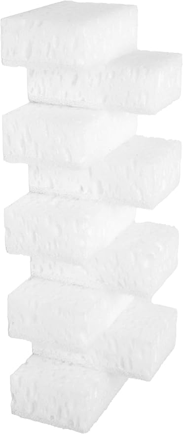 White Multi Use Scrub Sponges. Made in Europe. 9 Pack, 4.3x2.8x1.4 inches. Odorless Delicate Scrubber for Kitchen and Household Cleaning
