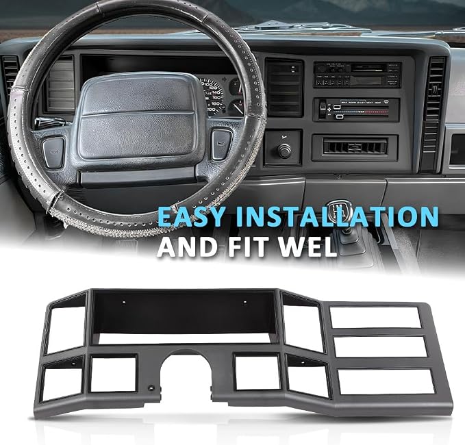 G-PLUS Dash Bezel Radio Surround Trim | Compatible with Jeep Cherokee XJ 1984-1996 with Hole Silver