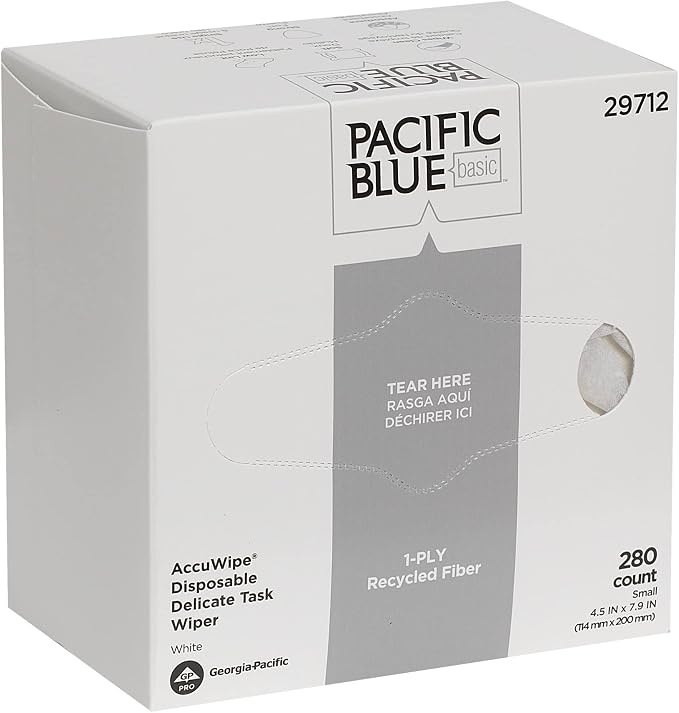 AccuWipe Delicate Task Wipe Recycled Light Duty White NonSterile 1 Ply Tissue 4-1/2 X 8-1/4 Inch Disposable (Box of 280)