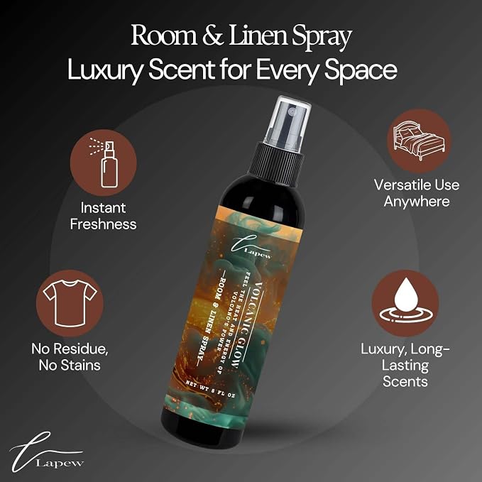 Lapew Room & Linen Spray | Fragrance Mist for Home, Car & Office | Fabric & Air Freshener | Neutralizing Mist | Made in USA | Volcanic Glow