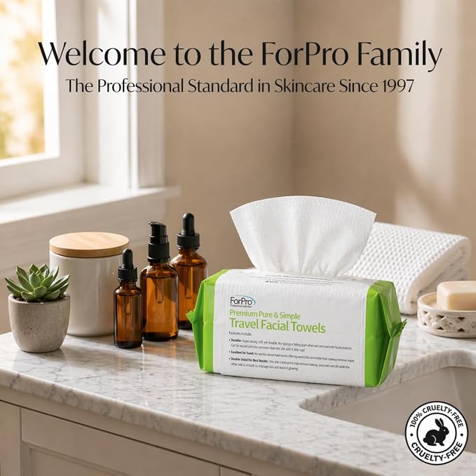 ForPro Travel Size Disposable Face Towels, 8"x8" Compact Dry Wipes Bulk Pack, Ultra Soft Lint-Free Viscose Makeup Remover Pads for Sensitive Skin, Biodegradable, Vegan, 600-Count