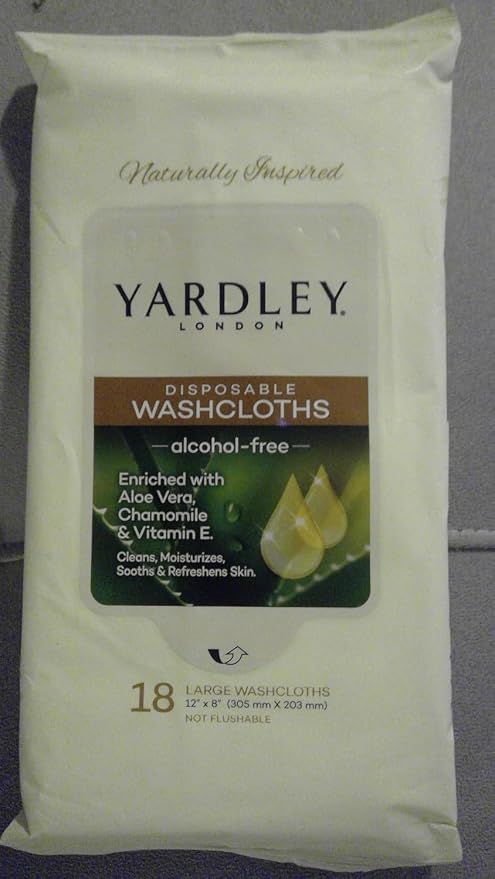 Yardley Disposable Washcloths 18 Pack Resealable
