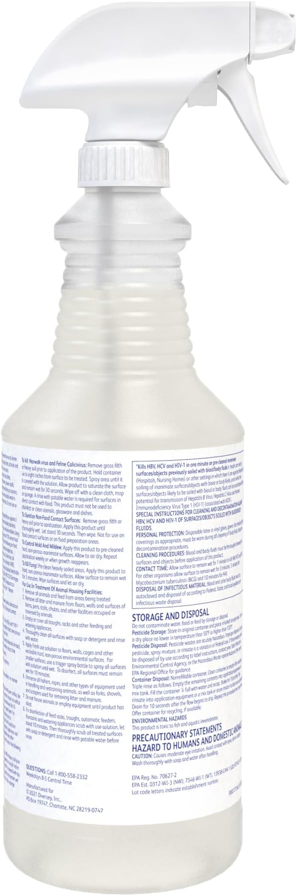 VIREX Diversey Tb Disinfectant Cleaner, Ready-to-Use Formula, 32 oz, 12 Pack