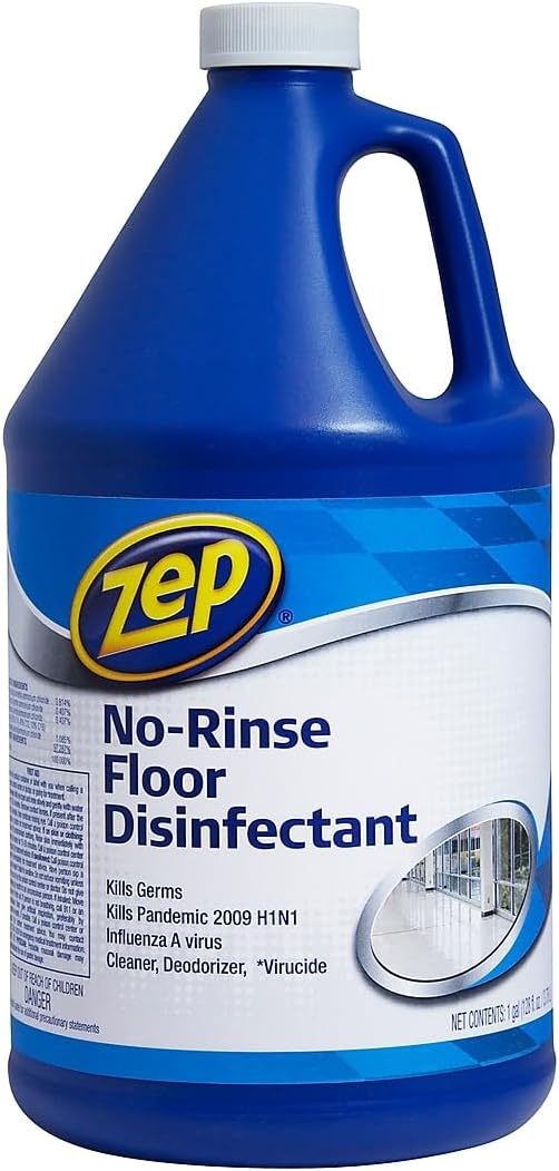 Zep No-Rinse Floor Disinfectant, Blue, 1 Gallon, 4 Count