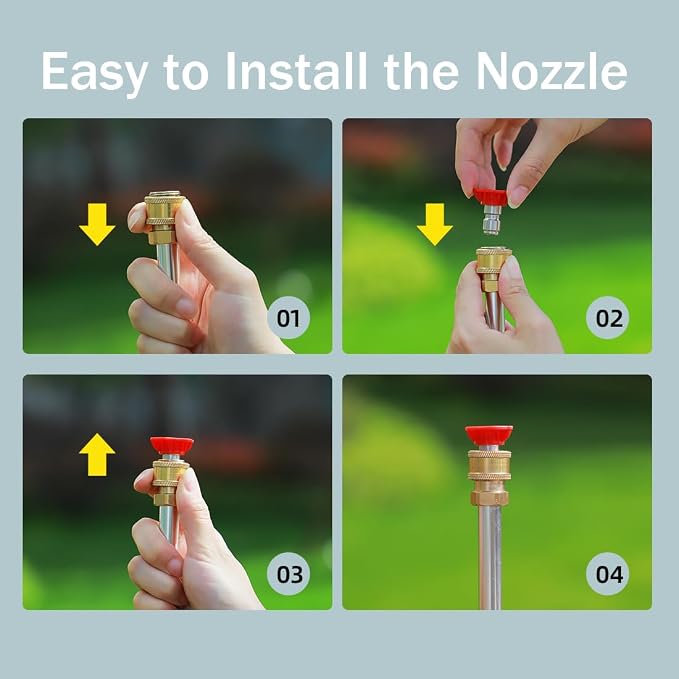Adjustable Jet Nozzle High Pressure Hose Nozzle, 18-33” Hydro Nozzle Wands | for Garden Hose with 5 Nozzles & Hose Quick Connectors, Extended Power Washer Wand for Patio, Car, Window, Blue
