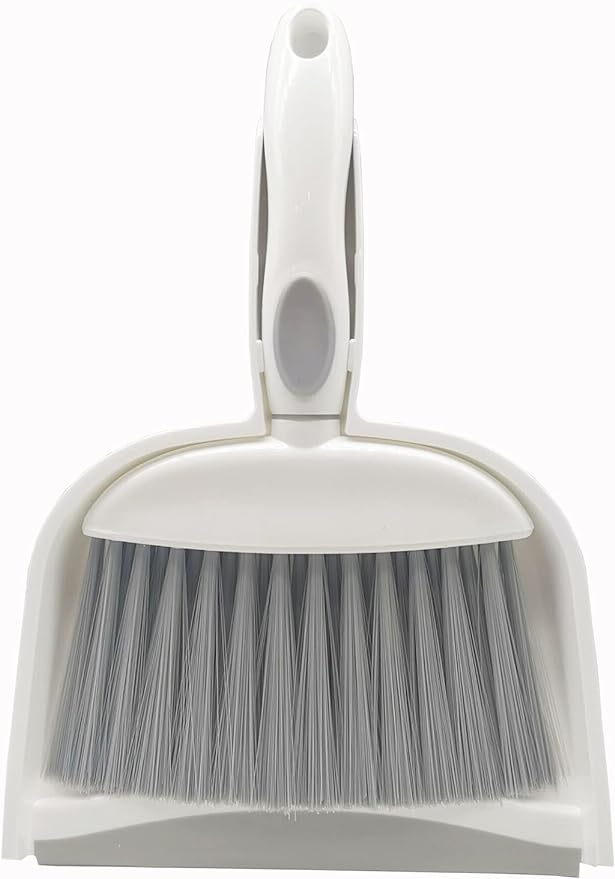 Mini Broom and Dustpan Set-Mini Whisk Set for Desk, Housekeeping, Office, Kitchen, Pet Nest, etc.,Daily Cleaning Necessity Plastic Mini Dustpan Set (Gray)