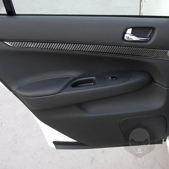 Real Carbon Fiber Trim for Infiniti Accessories | for G35 G37 G25 Q60 Q40 2007-2015 2008 2009 2010 2011 2012 2013 2014 X S Sedan Door Inner Panel Thick Overlay Decal - A