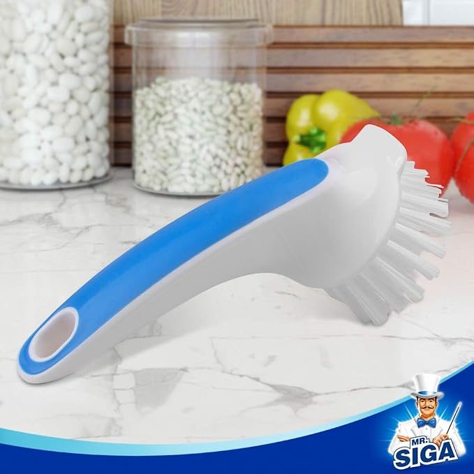 MR.SIGA Pot and Pan Cleaning Brush, Dish Brush for Kitchen, Lake Blue, Pack of 2