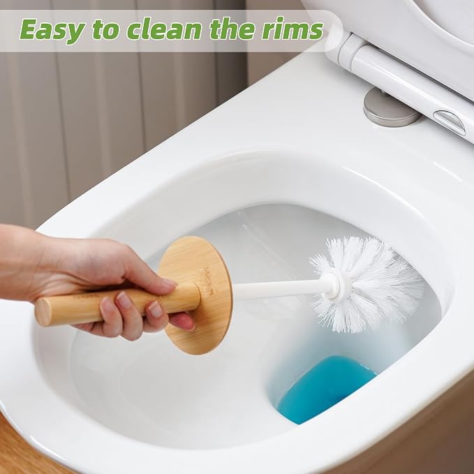 SUBEKYU Toilet Brush, Toilet Bowl Brush and Holder Set, Bathroom Toilet Bowl Cleaner Scrub Brush Set Scrubber for Deep Cleaning, White