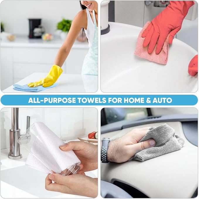 AIDEA Microfiber Cleaning Cloth Roll-55 Sheets, Microfiber Towels 11×9" | Reusable Paper Towels, Shop Towels Cleaning Rags for Automotive, Workshop, House, Kitchen, Car Cleaning Supplies, Grey