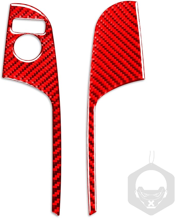 Red Real Carbon Fiber Trim for Nissan Rogue Accessories | for 2014-2020 / Rogue Sport 2017-2022 Side Mirror Control Sticker Interior Thick Overlay Decal