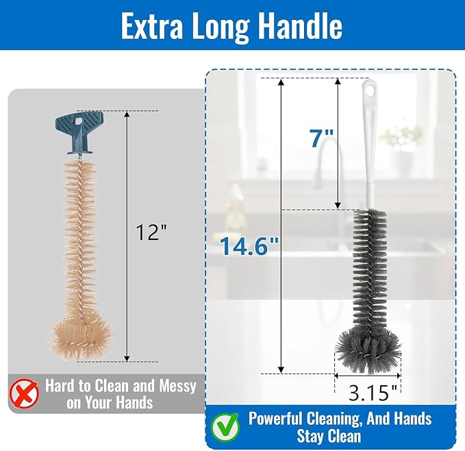 14.6-Inch Long Handle Garbage Disposal Cleaning Brush – Flexible Durable Brush for Deep Cleaning Sink Grinders, Safe Scrubbing Under Blades, Removes Odors and Gunk, Perfect for Kitchen Maintenance