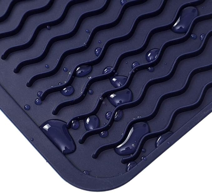 MicoYang Silicone Dish Drying Mat for Multiple Usage,Easy clean,Eco-friendly,Heat-resistant Silicone Mat for Kitchen Counter or Sink,Refrigerator or Drawer Liner Navy Blue S 12 inches x 6 inches