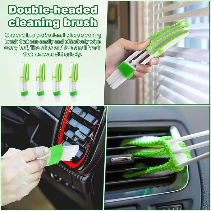 Blind Cleaner Duster Tool Set,4Pcs 7-Finger Microfiber Blind Duster | With 4Pcs 3-Finger Brushes Air Vent Cleaner,Cleaning Tools for Window Shutters & Air Vent,Detachable and Washable ﻿