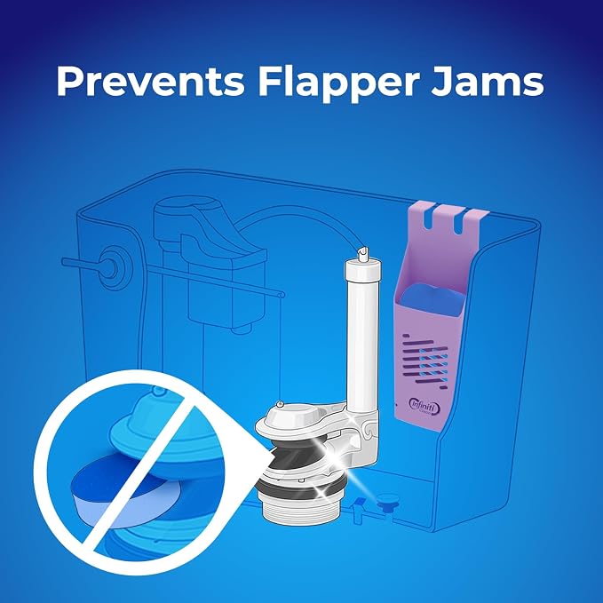 Toilet Tank Tablet Holder with Blue Toilet Bowl Tablets, 8.97 x 3.22 x 2.25 Inch Tablet Holder - Prevents Flapper Jams & Residue, Extends Life of Drop-In Cleaner Tablets (1+2)