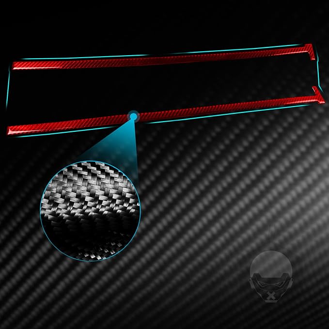 Red Real Carbon Fiber Trim for Tesla Accessories | for Model 3 2017-2022 / Model Y 2020-2024 Dashboard Sides Decoration Strip Sticker Interior Thick Overlay Decal