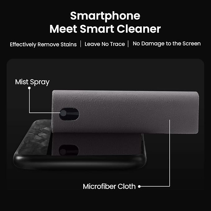 YTT Touchscreen Mist Cleaner, Screen Cleaner, for All Phones, Laptop and Tablet Screens,Two in One Spray and Microfiber Cloth (White and Gray) 2Pack