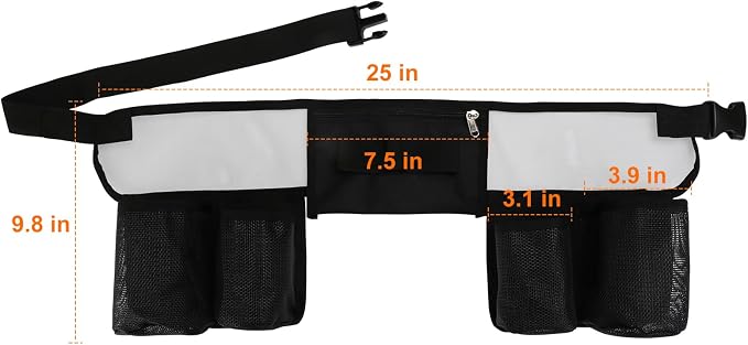 Tool Belt, Cleaning Apron for Cleaning Supplies, Tool Apron for Women and Men Housekeeping, Window Cleaning, 4 Bottle Carrier Bags, Black