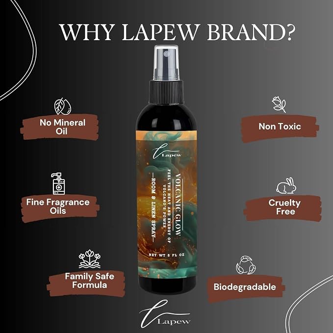 Lapew Room & Linen Spray | Fragrance Mist for Home, Car & Office | Fabric & Air Freshener | Neutralizing Mist | Made in USA | Volcanic Glow