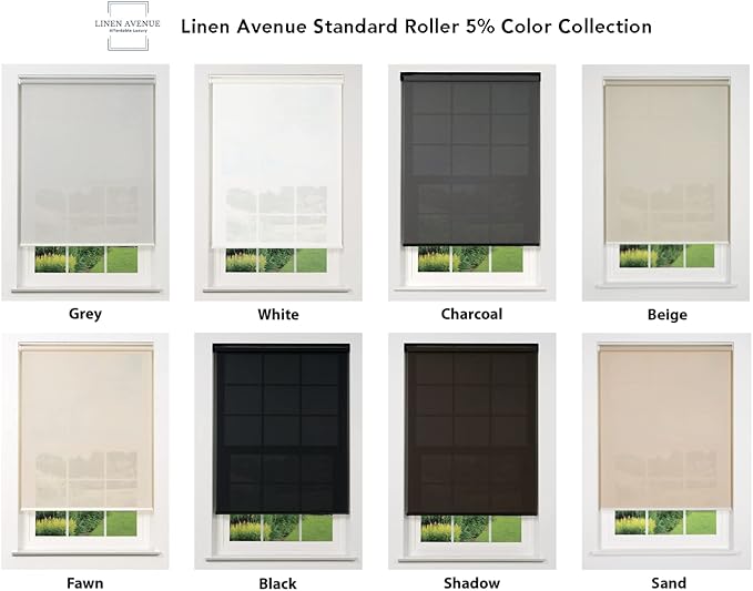 Cordless 5% Solar Screen Standard Roller Shade, Black 41 W x 66 H (Arrives 1/4" Narrower)