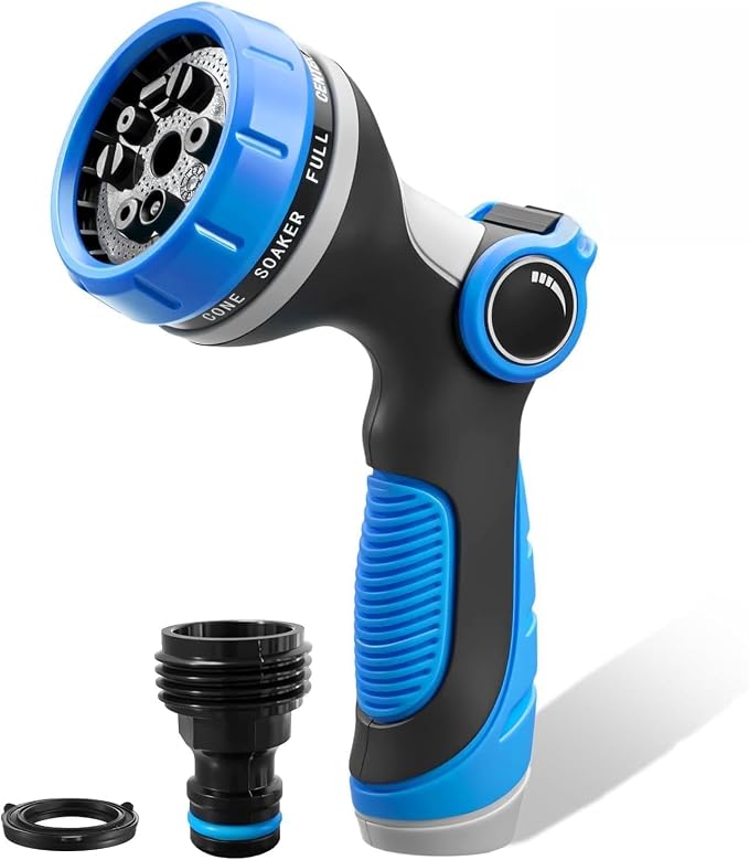Garden Hose Nozzles,Hose Spray Nozzle with Adjustable 10 Watering Patterns | Slip Resistant High Pressure Thumb Control Water Hose Nozzle Sprayer for Plants & Lawns Watering Car Washing and Pet Bathing