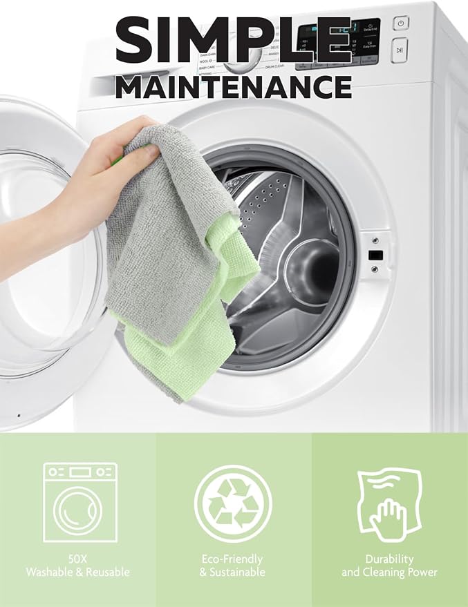 Fantasticlean Microfiber Cleaning Cloth Roll- 75 Sheets, 12" x 12" (Green) | Super Absorbent, Lint-free, Tear-away Microfiber Towel Roll, for All-Purpose Cleaning, Reusable Alternative to Paper Towels