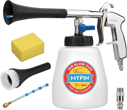 Aluminium Car Cleaning Gun Set with Tapered Nozzle, Car Air Blow Clean Gun | 6-9.2Bar High Pressure Cleaning Gun with 2 Set Nozzle, 1L Bottle, Auto Detailing Tool for Deep Cleaning Interiors/Exteriors