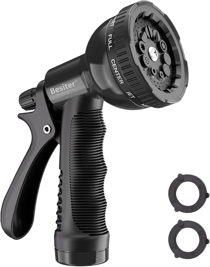 Besiter Garden Hose Nozzle Sprayer: 10 Watering Patterns Spray Nozzles Heavy Duty Hose Head Hose Attachment