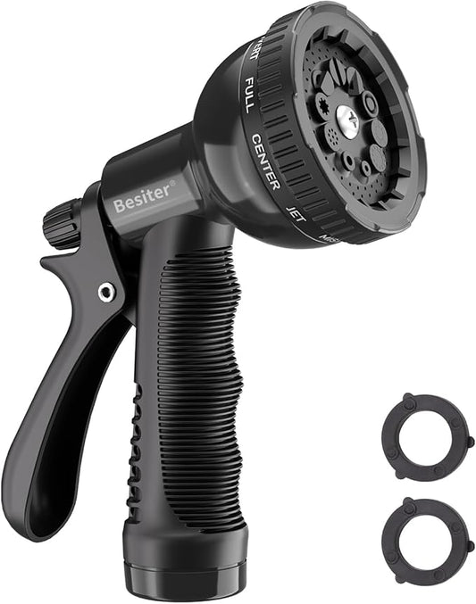 Besiter Garden Hose Nozzle Sprayer: 10 Watering Patterns Spray Nozzles Heavy Duty Hose Head Hose Attachment