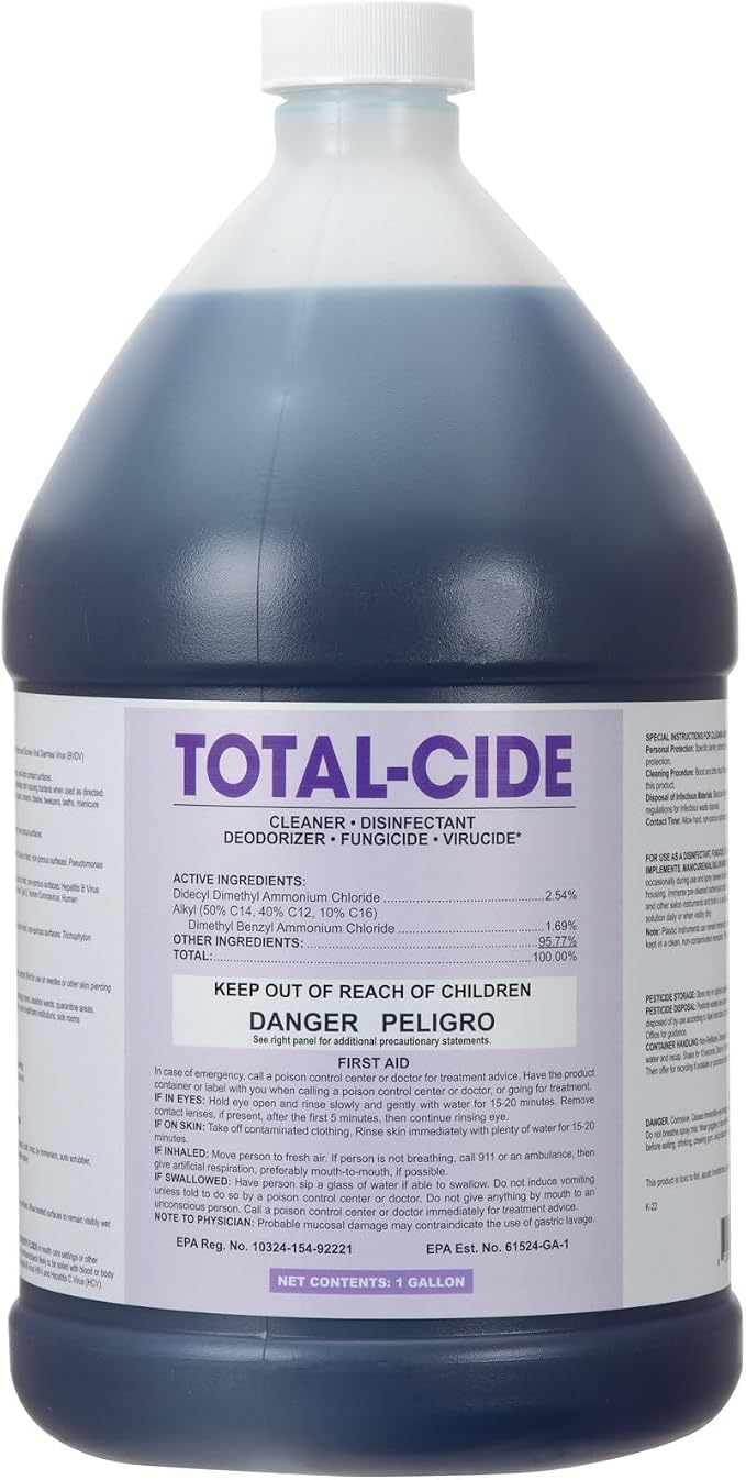 ForPro Total-Cide Disinfectant Solution, 2X Concentrated Formula, Hospital Grade Sanitizer & All Purpose Cleaner, 1 Gallon (128 Fl Oz)