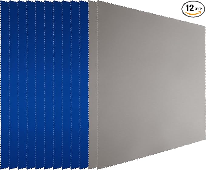 Frienda 12 Pack Large Microfiber Glass Cleaning Cloths 12 x 12 Inch Oversized Sunglasses Cleaning Cloths for Electronics Glasses Screens and Lenses(Blue,Deep Gray)